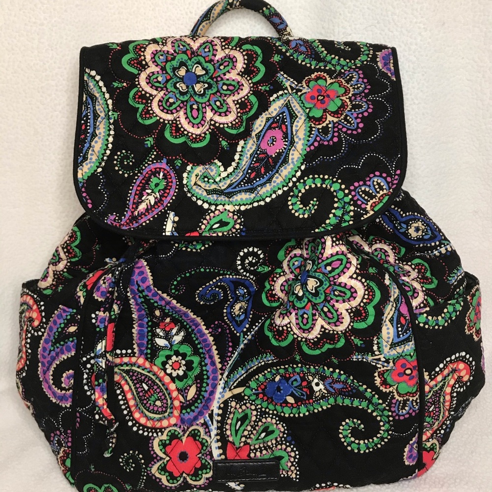 Vera Bradley Black-Paisley Quilted Backpack